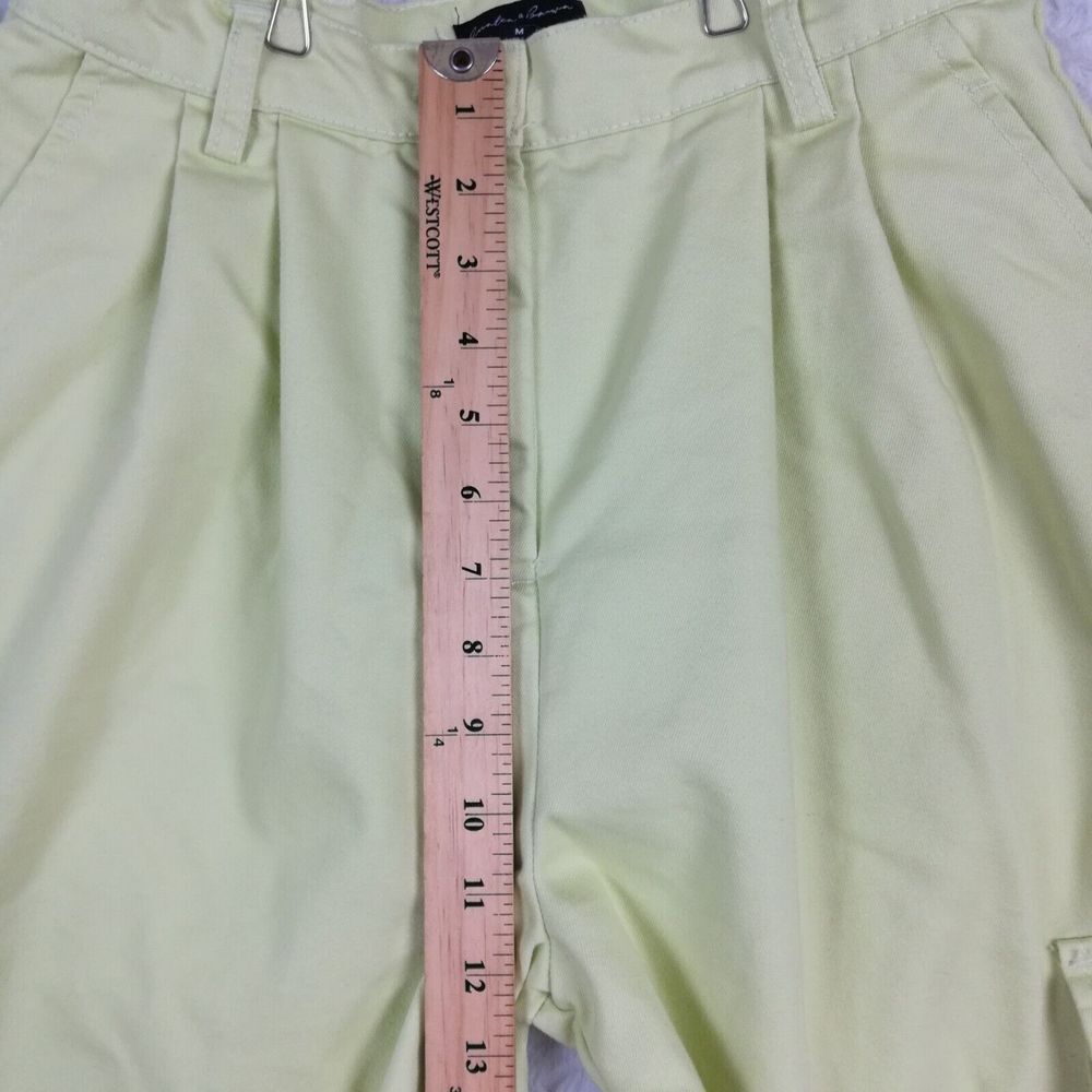 Hunter & Brown Womens Pants Wide Leg Cargo Trouser Yellow Pleated High M‎ New - Picture 4 of 10